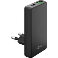 goobay Chargeur rapide double USB-C/A PD GaN 90° Noir