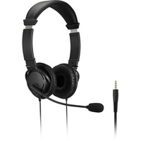 Kensington Micro-Casque Classic 3,5mm avec réglage du micro et du volume  on-ear Noir, 5mm avec réglage du micro et du volume, Avec fil, Casque, Noir