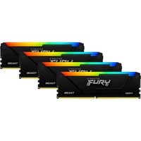 Kingston FURY FURY Beast 128GB 3600MT/s DDR4 CL18 DIMM (Kits de 4) RGB, Mémoire vive Noir, 128 Go, 4 x 32 Go, DDR4, 288-pin DIMM