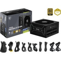 MSI MAG A850GLS PCIE5 unité d'alimentation d'énergie 24-pin ATX ATX Noir alimentation modulaire 850 watt Noir, 1x 12V-2x6, 4x PCIe, 850 W, 100 - 240 V, 1870 W, 47 - 63 Hz, Actif, 90%