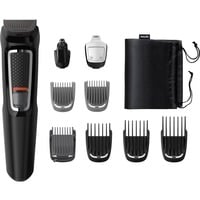 Philips MULTIGROOM Series 3000 MG3740/15 9-en-1 Visage et Cheveux, Tondeuse Noir, Noir, Rectangle, Barbe, Oreille, Sourcil, Moustache, Nez, Acier inoxydable, Batterie, 60 min