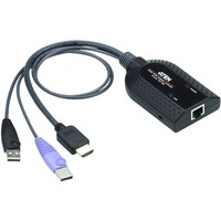 ATEN Adaptateur KVM de média virtuel HDMI USB (prend en charge lecteur de carte à puce et désembeddeur audio) Noir, USB, USB, HDMI, Noir, Métallique, Violet, RJ-45, 1 x RJ-45