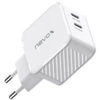 Nevox Chargeur 65W DUAL USB-C (PD) QC3.0 GaN Blanc