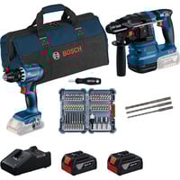 Bosch Set professionnel 18V Marteau perforateur GBH 18V-22 + Perceuse-visseuse GSR 18V-45, Tournevis Bleu/Noir
