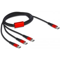DeLOCK Câble de charge USB 3-en-1 USB Type-C vers 3x USB Type-C Noir/Rouge, 1 m