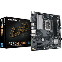 GIGABYTE B760M D3HP Carte Mère - Processeurs Intel Core 14ème Génération, VRM 4+1+1 phases, jusqu'à 5600 MHz DDR5, 2xPCIe 4.0 M.2, LAN GbE, USB 3.2 Gen 1 carte mère socket 1700 Noir/gris, VRM 4+1+1 phases, jusqu'à 5600 MHz DDR5, 2xPCIe 4.0 M.2, LAN GbE, USB 3.2 Gen 1, Intel, LGA 1700, Intel® Celeron®, Intel Core i3 12th Gen, Intel Core i3 13th Gen, Intel Core i3 14th Gen, Intel..., LGA 1700, DDR5-SDRAM, 256 Go