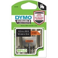 Dymo D1 Étiquettes résistantes | 12mm x 3m | impression en noir sur fond orange | autocollantes étiquettes authentiques pour étiqueteuses LabelManager, Ruban Noir sur orange, Multicolore, Vinyl, Belgique, -40 - 80 °C, DYMO
