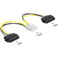 DeLOCK Câble d'alimentation 2 x SATA 15 broches mâle vers 8 broches EPS, Bloc d'alimentation Multicolore