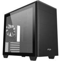 FSP CST360B/W Tower Noir boîtier mini tower Noir | 2x USB-A | 1x USB-C | Verre Trempé