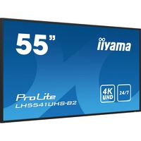 iiyama LH5541UHS-B2 Écran d'affichage dynamique En forme de kiosk 138,7 cm (54.6") LCD 500 cd/m² 4K Ultra HD Noir Intégré dans le processeur 24/7, Affichage public Noir brillant, En forme de kiosk, 138,7 cm (54.6"), LCD, 3840 x 2160 pixels, 24/7