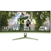 Arozzi Nova 34T2K165 34" Moniteur UltraWide gaming incurvé Vert, 2x DisplayPort, 2x HDMI, 165 Hz