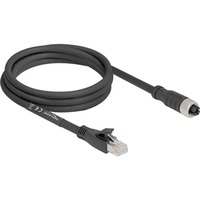 DeLOCK Câble M12 X-codé prise 8 broches > connecteur RJ-45, Cat.5e S/FTP Noir