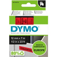 Dymo D1 - Standard Étiquettes - Noir sur rouge - 12mm x 7m, Ruban Noir sur rouge, Polyester, Belgique, -18 - 90 °C, DYMO, LabelManager, LabelWriter 450 DUO