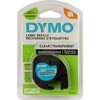 Dymo LetraTag Étiquettes en Plastique Authentique | 12 mm x 4 m | Noir sur Transparent | Étiquettes autocollantes pour étiqueteuse LetraTag, Ruban Noir sur transparent, Polyester, Belgique, DYMO, LetraTag 100T, LetraTag 100H, 1,2 cm