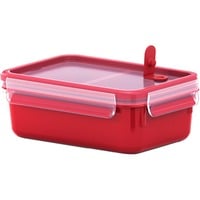 Emsa 517774 boîte hermétique alimentaire 1 L Rouge, Transparent 1 pièce(s) Rouge, 1 L, Rouge, Transparent, Polypropylène (PP), Élastomère thermoplastique (TPE), Allemagne, 135 mm, 195 mm