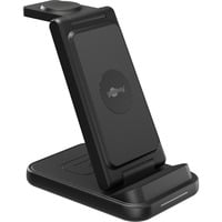 goobay Chargeur sans fil 3 en 1, 15 W Noir