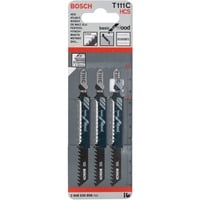 Bosch Lames de scie sauteuse T 111 C Basic for Wood, Lame de scie Lames de scie sauteuse, Panneau aggloméré, Fibre de bois, Contre-plaqué, Bois tendre, Acier fin au carbone, 5 cm, 3 mm, 10 cm