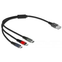 DeLOCK 87236 câble USB 0,3 m USB 2.0 USB A Micro-USB B/Lightning/Apple 30-pin Noir, Bleu, Vert, Rouge Multicolore, 0,3 m, USB A, Micro-USB B/Lightning/Apple 30-pin, USB 2.0, Noir, Bleu, Vert, Rouge