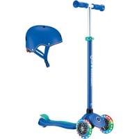 GLOBBER Primo Plus Lights incl. casque, Trottinette Bleu foncé/Turquoise
