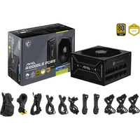 MSI MAG A1000GLS PCIE5 unité d'alimentation d'énergie 24-pin ATX ATX Noir alimentation modulaire 1000 watt Noir, 1x 12V-2x6, 4x PCIe, 1000 W, 100 - 240 V, 2200 W, 47 - 63 Hz, Actif, 100 W