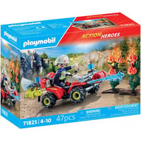 PLAYMOBIL Action Heroes Quad des pompiers éteint un feu de haie, Jouets de construction 