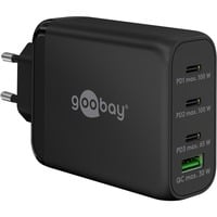 goobay 100W GaN USB-C PD Multiport Quick Charger Noir, 3x USB-C, 1x USB-A