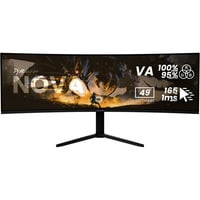 Arozzi Nova 49TUW165 49" Moniteur UltraWide gaming incurvé Noir, 1x DisplayPort, 2x HDMI, 2x USB-A, 165 Hz