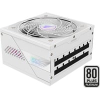 GIGABYTE GP-AE850PM PG5 ICE alimentation modulaire 850 watt Blanc, 1x 12VHPWR, 6x PCIe, 80 PLUS Platinum, Conception entièrement modulaire, Ventilateur de 120 mm, Compatible ATX 3.0, Prise EU, 850 W, 100 - 240 V, 50/60 Hz, 12 A, Actif, 125 W