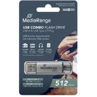 MediaRange Clé USB combo 512 GB Argent/transparent