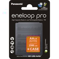 Panasonic Pile eneloop pro, Mignon AA 1,2V / 2.500mAh + Étui, Batterie 