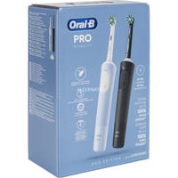 Procter & Gamble Vitality Pro Duo Adulte Brosse à dents rotative oscillante Noir, Bleu, Blanc, Brosse a dents electrique Noir/Bleu, Adulte, Brosse à dents rotative oscillante, Soin quotidien, Sensible, Super sensitive, Noir, Bleu, Blanc, 7800 mouvements par minute, 4 x 30 sec