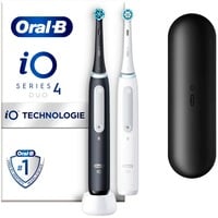 Braun iO Series 4 Duo Adulte Brosse à dents vibrante Noir, Blanc, Brosse a dents electrique Noir/Blanc, Adulte, Brosse à dents vibrante, Soin quotidien, Sensible, Super sensitive, Blanchiment, Noir, Blanc, 2 min, Rond