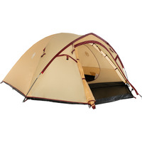 Coleman Darwin 4 Plus Summer, Tente Beige/rouge foncé