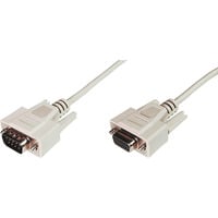 Digitus Câble de rallonge pour transfert de données série, D-Sub9 (mâle) > D-Sub9 (femelle), Câble d'extension Beige