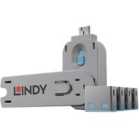 Lindy 40452 bloqueur de port Bloqueur de port + clé USB Type-A Bleu Acrylonitrile-Butadiène-Styrène (ABS) 5 pièce(s), Verrou antivol Bloqueur de port + clé, USB Type-A, Bleu, Acrylonitrile-Butadiène-Styrène (ABS), 5 pièce(s), Sac en polyéthylène