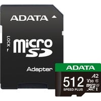 ADATA Speed Plus 512 Go MicroSDXC Classe 10, Carte mémoire 512 Go, MicroSDXC, Classe 10, 180 Mo/s, 160 Mo/s, Class 3 (U3)