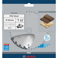Bosch 2 608 837 667 lame de scie circulaire 13,6 cm 1 pièce(s) Bois dur, Bois tendre, 13,6 cm, 1,59 cm, 1 mm, 11000 tr/min, 1,5 mm