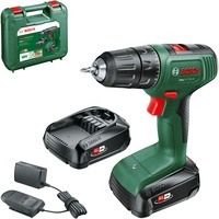 Bosch BOSCH EasyDrill 18V-40 (2x2.0Ah) COFFRE, Perceuse/visseuse Vert/Noir, Perceuse à poignée pistolet, Sans clé, Sans brosse, Noir, Vert, 1,3 cm, 1630 tr/min