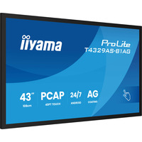 iiyama T4329AS-B1AG écran plat de PC 108 cm (42.5") 3840 x 2160 pixels 4K Ultra HD LED Écran tactile Noir Moniteur Noir (Mat), 2x HDMI, 1x USB-C, 2x USB-A, 1x RJ-45, 108 cm (42.5"), 3840 x 2160 pixels, 4K Ultra HD, LED, 6,5 ms, Noir
