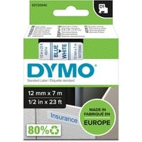 Dymo D1 étiquettes autocollantes authentiques | rouleau de 12 mm x 7 m | impression en bleu sur fond blanc | pour étiqueteuses LabelManager, Ruban Bleu sur blanc, Polyester, Belgique, -18 - 90 °C, DYMO, LabelManager, LabelWriter 450 DUO