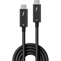Lindy Câble Thunderbolt 4 de 2m, 40Gbit/s, PD 100W, Actif Noir, 40Gbit/s, PD 100W, Actif, Mâle, Mâle, 2 m, Noir, Nickel, 40 Gbit/s