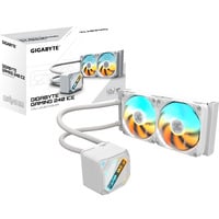 GIGABYTE GAMING 240 ICE Refroidisseur Liquide pour CPU - 2x120mm Ventilateurs ARGB, mécanisme d’emboîtement coulissant, DAISY-CHAIN, Compatible Intel LGA 1851 et AMD AM5, Watercooling Blanc, mécanisme d’emboîtement coulissant, DAISY-CHAIN, Compatible Intel LGA 1851 et AMD AM5, Refroidisseur de liquide tout-en-un, 12 cm, Blanc
