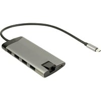 Inter-Tech GDC-802 USB 3.2 Gen 1 (3.1 Gen 1) Type-C 1000 Mbit/s Gris, Station d'accueil USB 3.2 Gen 1 (3.1 Gen 1) Type-C, HDMI, RJ-45, MMC, MicroSD (TransFlash), 1000 Mbit/s, 30 Hz, 3840 x 2160