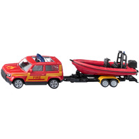 SIKU Land Rover Defender with boat Modèle de SUV Pré-assemblé, Modèle réduit de voiture Modèle de SUV, Pré-assemblé, Unisexe, Métal, Plastique, Rouge, Jaune, Pas pour les enfants de moins de 36 mois