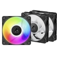 ARCTIC P12 Pro A-RGB ventilateurs de boîtier Noir, 3 pièces, 120 x 120 x 25 mm, PWM, Ventilateur, 12 cm, 131 m³/h, Noir, Blanc