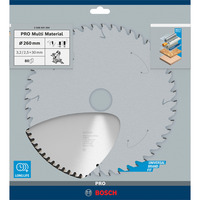 Bosch Lame de scie circulaire PRO Multi Matériaux, Ø 260mm, 80 dents 