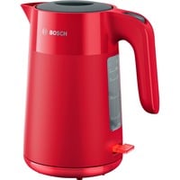 Bosch TWK2M164 bouilloire 1,7 L 2400 W Noir, Gris, Rouge Rouge, 1,7 L, 2400 W, Noir, Gris, Rouge, Plastique, Indicateur de niveau d'eau, Arrêt de sécurité en cas de surchauffe