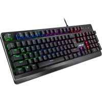 Inter-Tech NK-2000ME clavier USB QWERTZ Noir, clavier gaming Noir, Layout DE, Taille réelle (100 %), USB, Clavier mécanique, QWERTZ, LED RGB, Noir