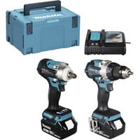 Makita Kit combo batterie DLX2533TJ, perceuse-visseuse sans fil DDF489Z + clé à chocs sans fil DTW300Z, 18 volts, Tournevis Bleu/Noir