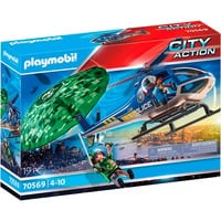 PLAYMOBIL City Action - Hélicoptère de police : Poursuite en parachute, Jouets de construction 